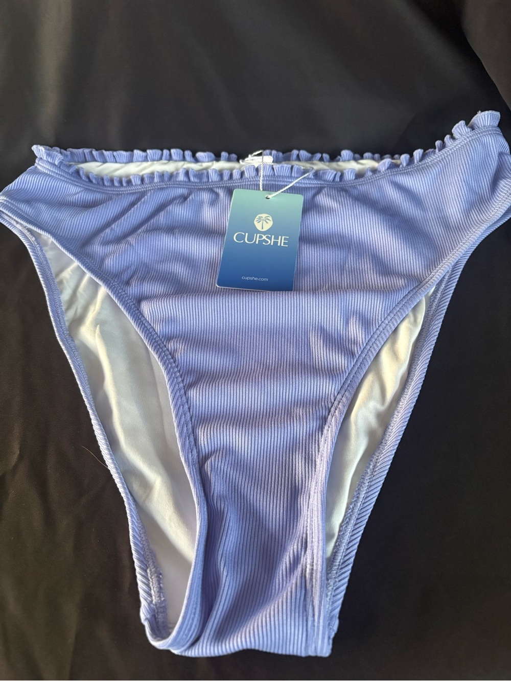 Cupshe Periwinkle Ribbed High-Cut Bikini Bottom